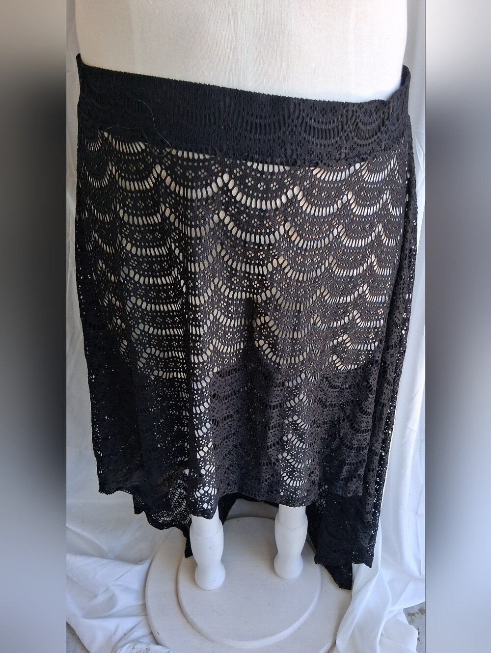 Torrid Black High Low Swim Skirt Covee Up Sz 3 22/24 Like New